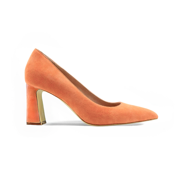 Peach Fuzz Suede Bold Block Heel