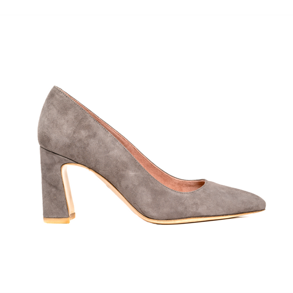 Gray block hot sale heel pumps