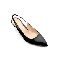 Black Patent Leather Slingback Kitten Heel