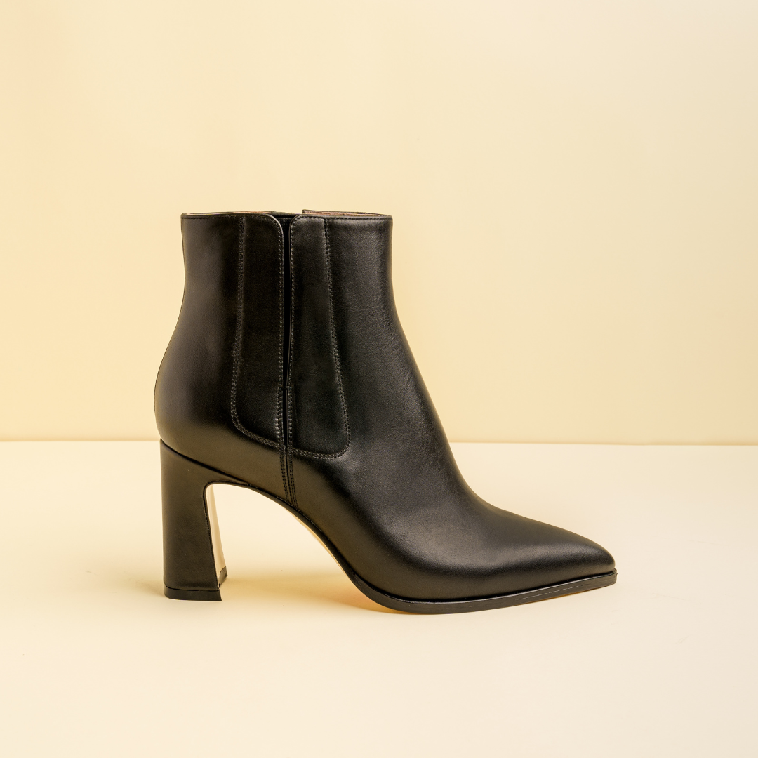 Black short orders boots with heel