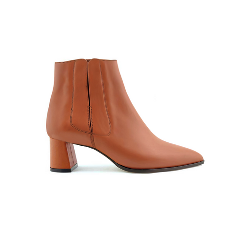 Terracotta Calf Leather Block Ankle Boot ALLY Shoes