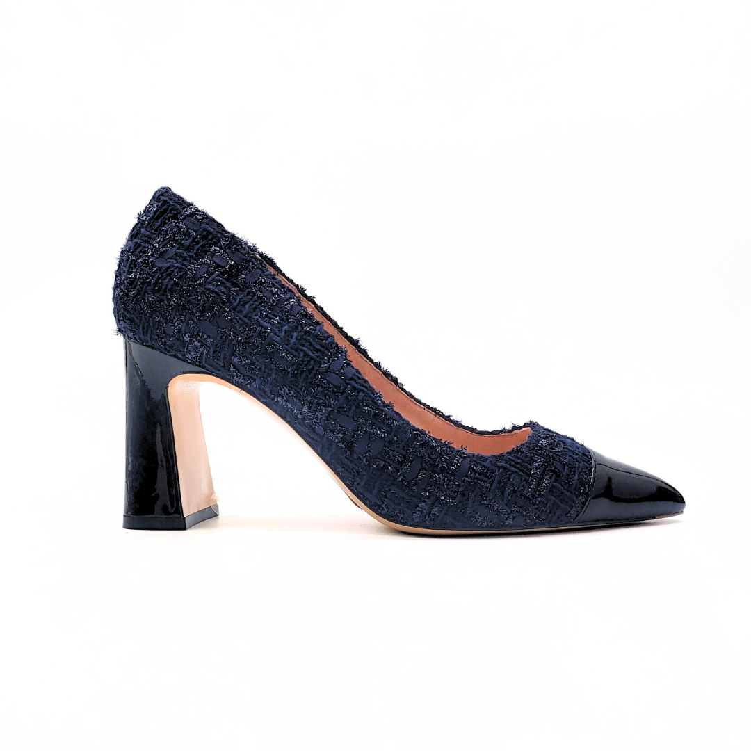 Navy blue block heel pumps best sale