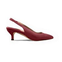 Midnight Maroon Leather Slingback Kitten Heel