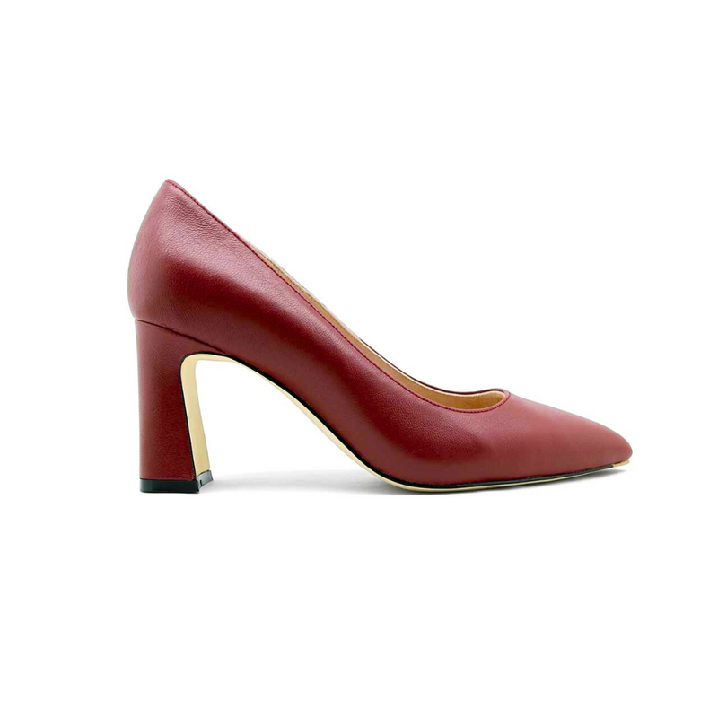 Midnight Maroon Leather Bold Block Heel