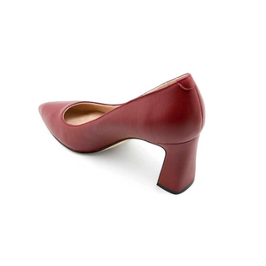 Midnight Maroon Leather Bold Block Heel