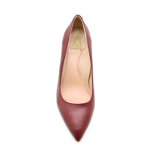 Midnight Maroon Leather Bold Block Heel