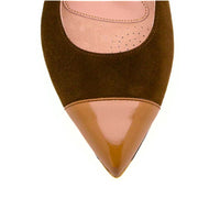 Moxie Mocha Suede with Bronze Bliss Patent Leather Cap Toe Flat