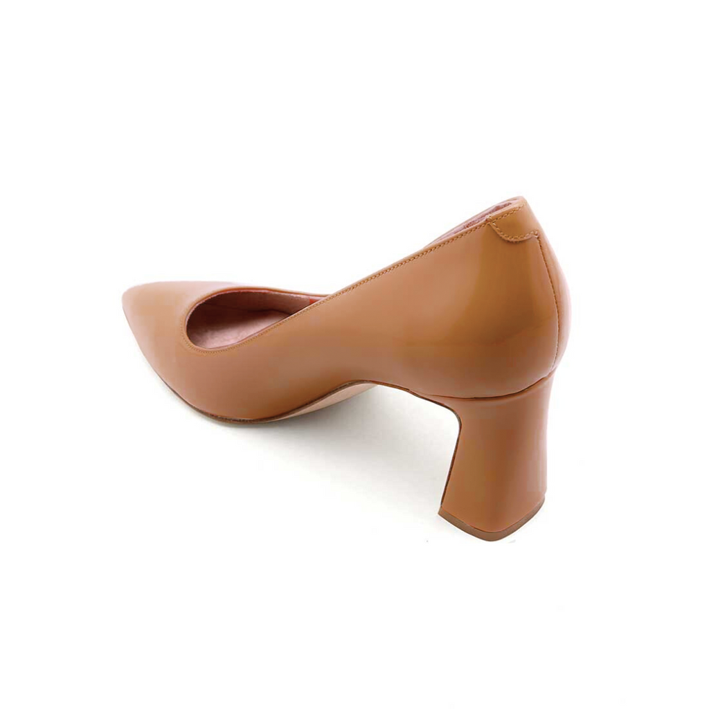 Bronze Bliss Patent Leather Bold Block Heel