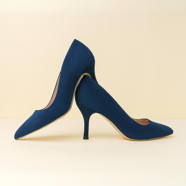 Noble Navy Suede Pump - Comfortable Heels - Ally Shoes