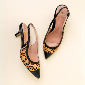 Fierce Leopard Cap Toe Slingback Kitten Heel