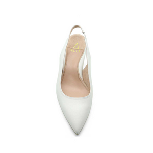 White Leather Slingback Kitten Heel