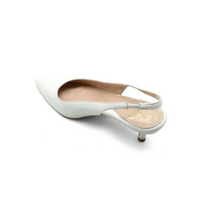 White Leather Slingback Kitten Heel