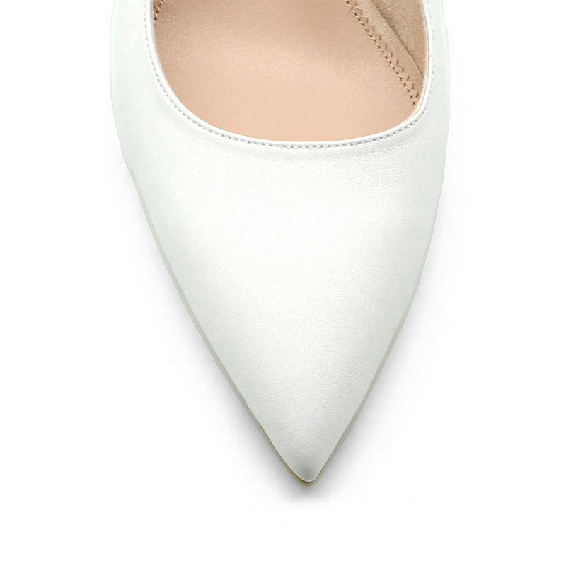 White Leather Slingback Kitten Heel