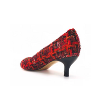 [Limited Edition FW'24] Red Tweed Cap Toe Kitten Heel