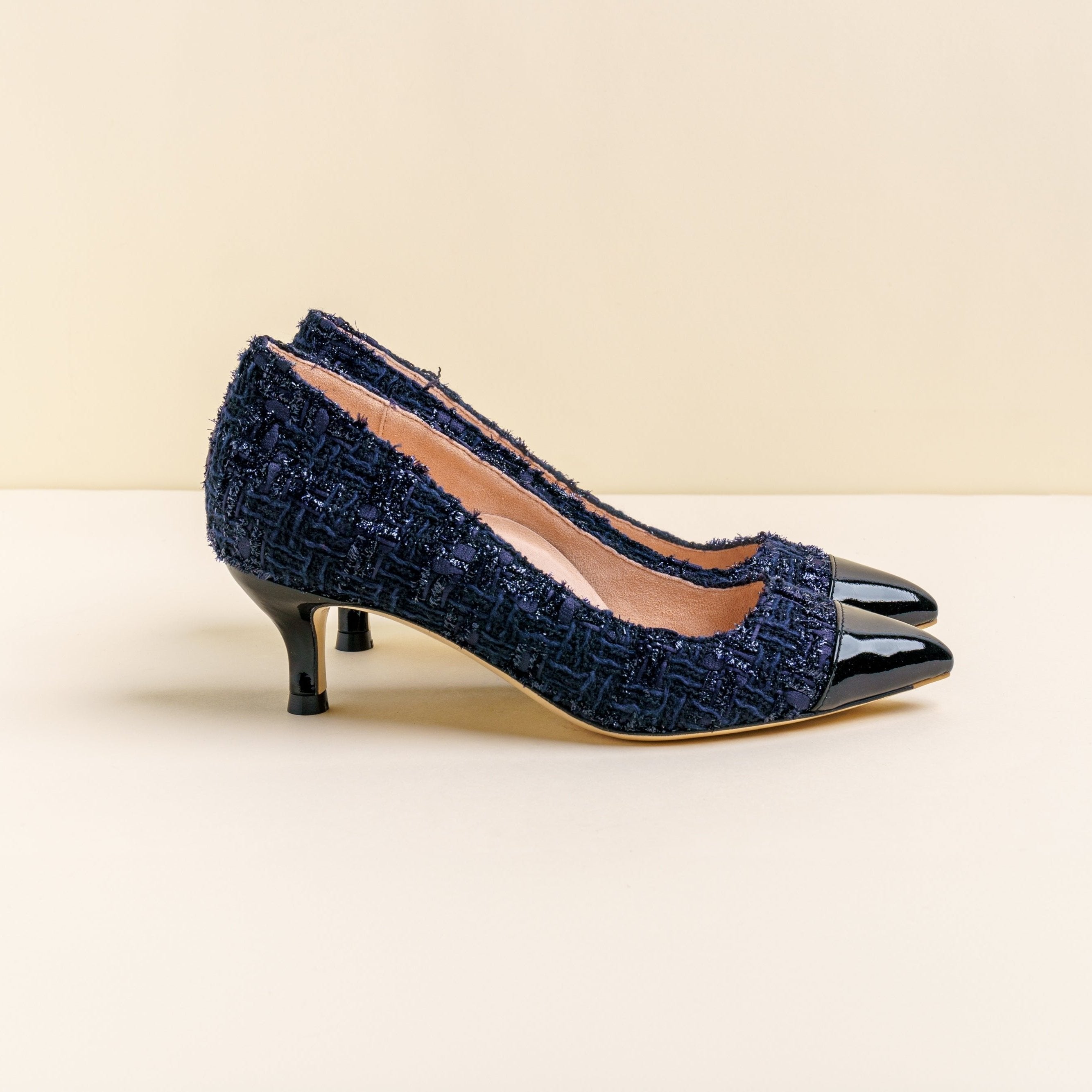 Navy blue kitten heel pumps best sale