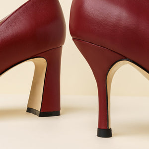 Midnight Maroon Leather Bold Block Heel