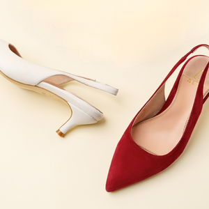 Gutsy Garnet Suede Slingback Kitten Heel