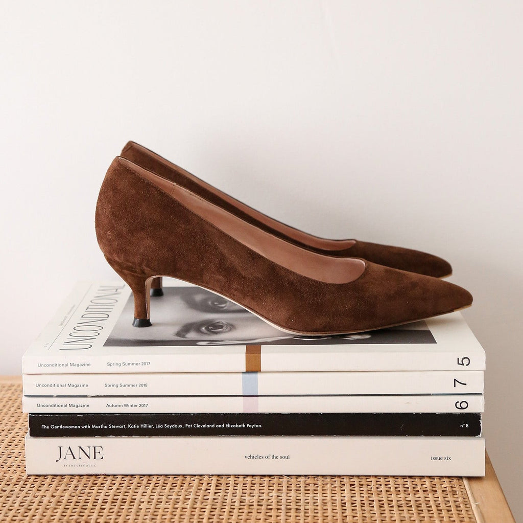 Moxie Mocha Suede Kitten Heel