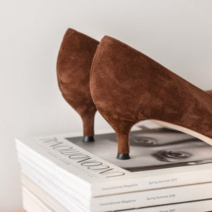 Moxie Mocha Suede Kitten Heel