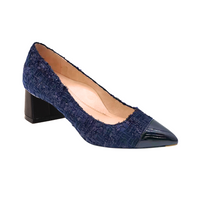 [Limited Edition FW'24] Navy Tweed Cap Toe Lower Block Heel