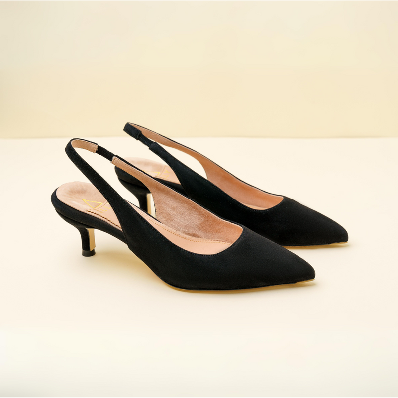 Black suede kitten heel pumps online