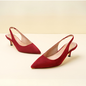 Gutsy Garnet Suede Slingback Kitten Heel