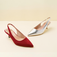 Gutsy Garnet Suede Slingback Kitten Heel