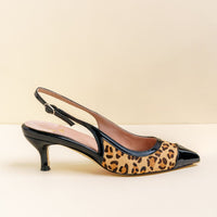 Fierce Leopard Cap Toe Slingback Kitten Heel