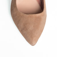 Tenacious Tan Suede Slingback Kitten Heel