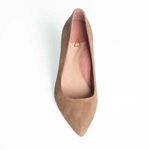 [SAMPLE] Tenacious Tan Suede Kitten Heel