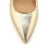 Champagne Gold Metallic Leather Slingback Kitten Heel