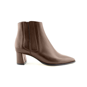 Chocolate Brown Calf Leather Lower Block Ankle Boot