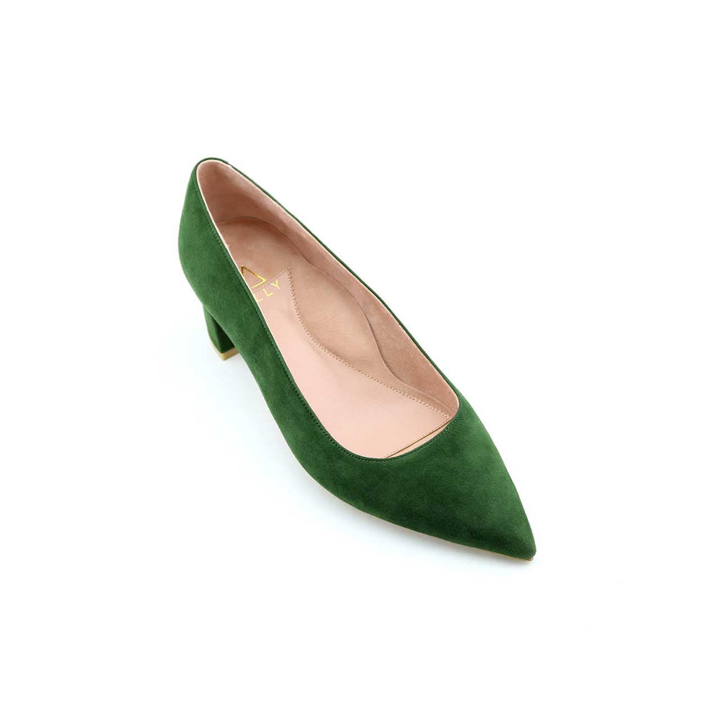 [SAMPLE] Emerald Suede Lower Block Heel Pump