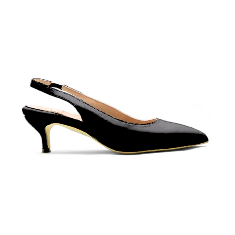 Black patent leather kitten heel shoes online