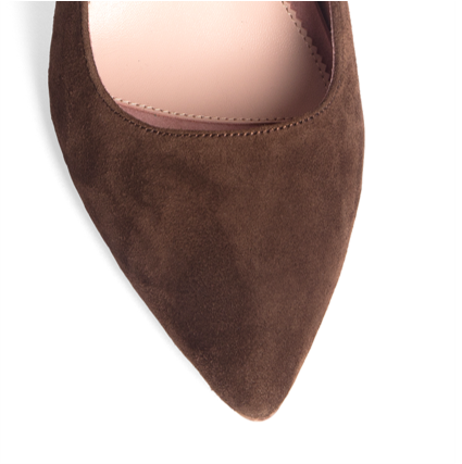 Moxie Mocha Suede Slingback Kitten Heel