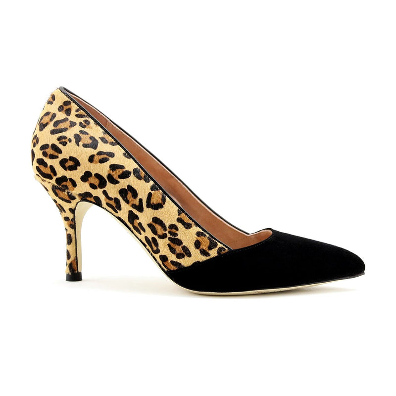 Black Suede / Leopard Pump - Comfortable Heels - Ally Shoes