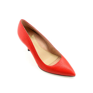 Scarlet Embossed Leather Pump