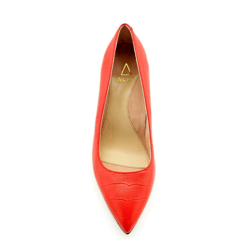 Scarlet Embossed Leather Pump