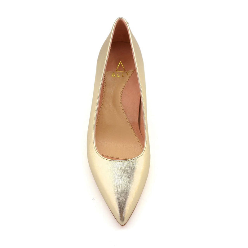 Champagne Gold Metallic Leather Mary Jane Pump