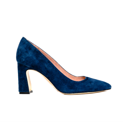 Navy block shop heel pumps