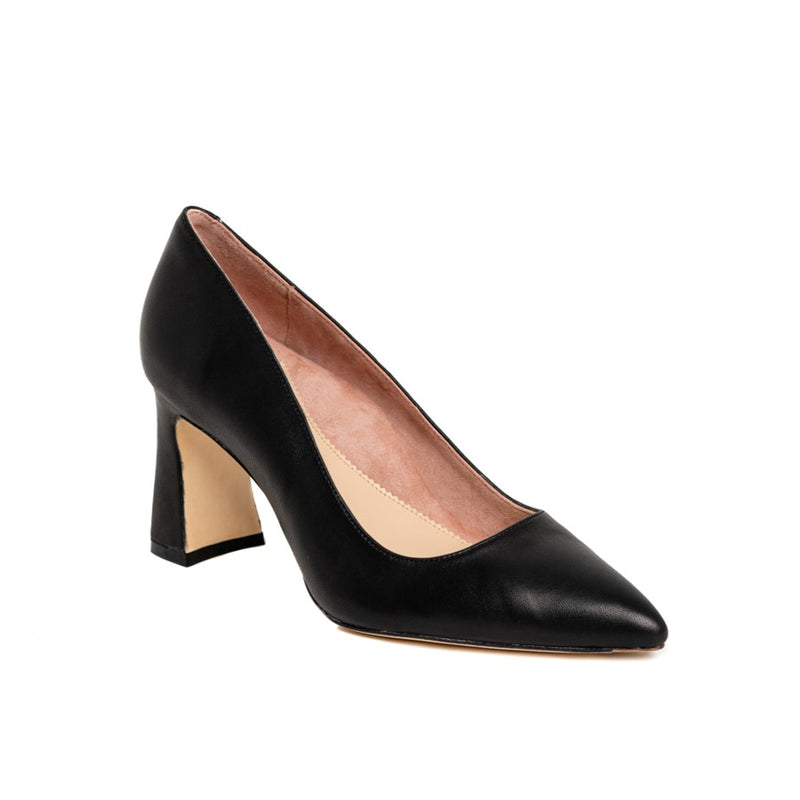 [SAMPLE] Black Leather Block Heel Pump