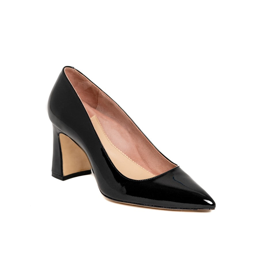 [SAMPLE] Black Patent Leather Block Heel Pump